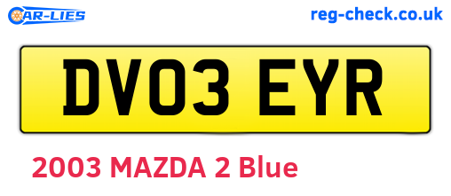 DV03EYR are the vehicle registration plates.