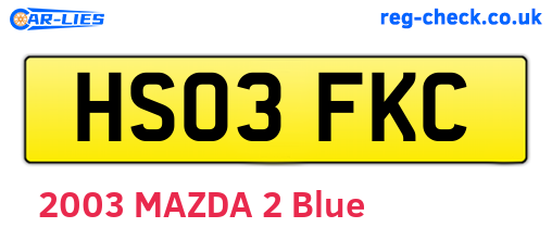 HS03FKC are the vehicle registration plates.