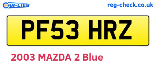 PF53HRZ are the vehicle registration plates.