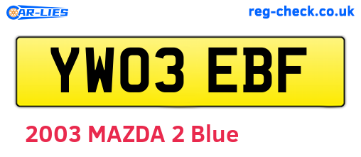 YW03EBF are the vehicle registration plates.