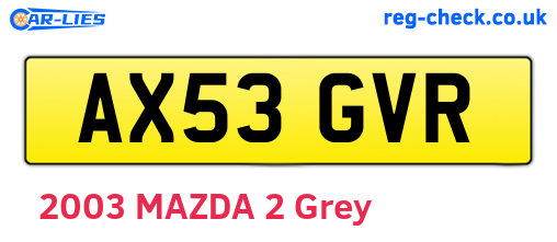 AX53GVR are the vehicle registration plates.