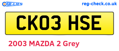 CK03HSE are the vehicle registration plates.