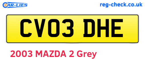 CV03DHE are the vehicle registration plates.