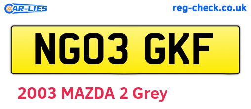 NG03GKF are the vehicle registration plates.