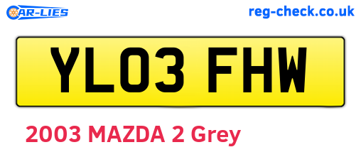 YL03FHW are the vehicle registration plates.