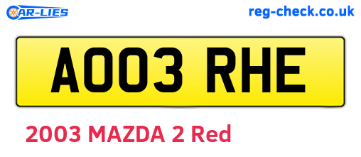AO03RHE are the vehicle registration plates.