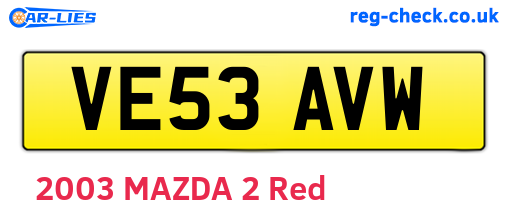 VE53AVW are the vehicle registration plates.