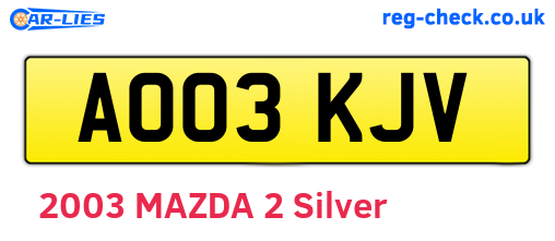 AO03KJV are the vehicle registration plates.