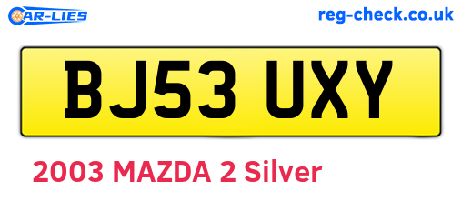 BJ53UXY are the vehicle registration plates.