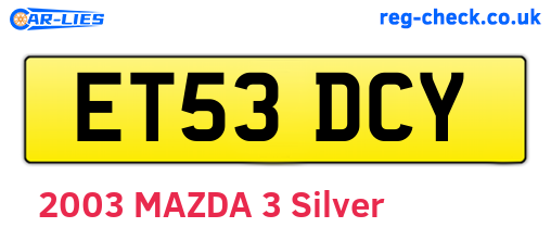 ET53DCY are the vehicle registration plates.