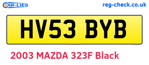 HV53BYB are the vehicle registration plates.