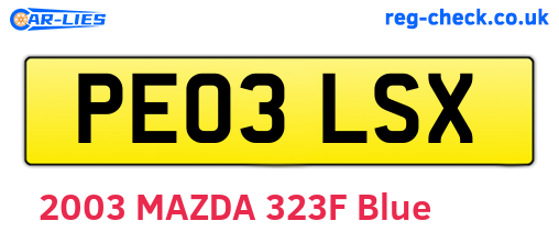 PE03LSX are the vehicle registration plates.