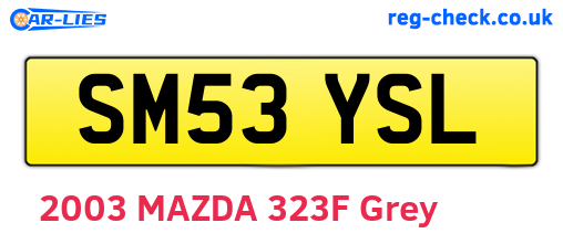 SM53YSL are the vehicle registration plates.