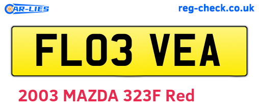 FL03VEA are the vehicle registration plates.