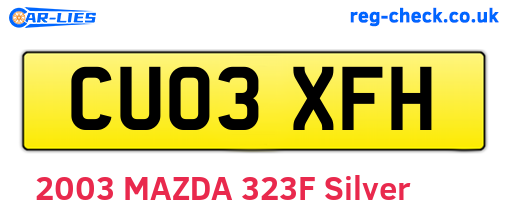 CU03XFH are the vehicle registration plates.