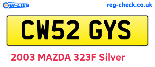 CW52GYS are the vehicle registration plates.