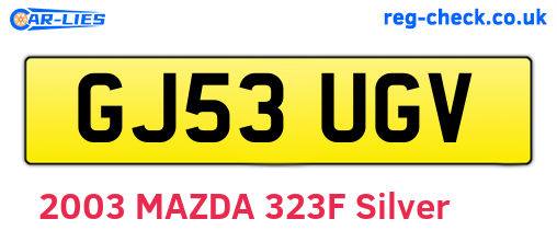 GJ53UGV are the vehicle registration plates.