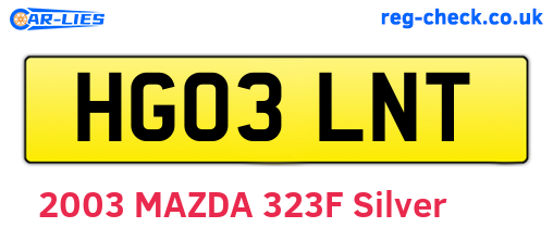HG03LNT are the vehicle registration plates.