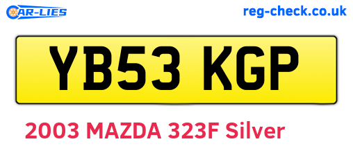 YB53KGP are the vehicle registration plates.