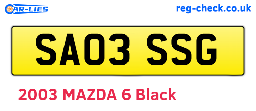 SA03SSG are the vehicle registration plates.