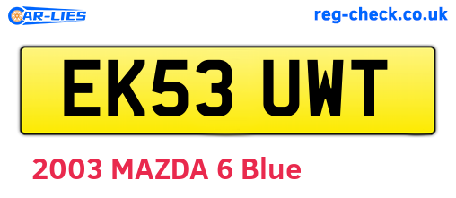 EK53UWT are the vehicle registration plates.