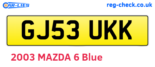 GJ53UKK are the vehicle registration plates.