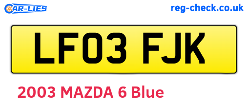 LF03FJK are the vehicle registration plates.