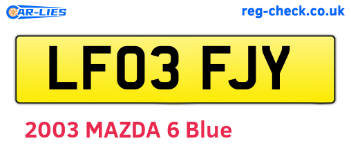 LF03FJY are the vehicle registration plates.