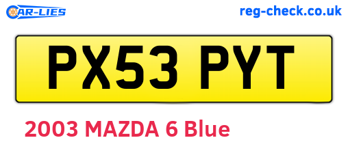 PX53PYT are the vehicle registration plates.
