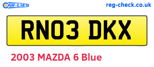 RN03DKX are the vehicle registration plates.