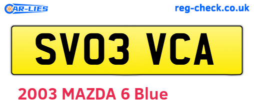 SV03VCA are the vehicle registration plates.