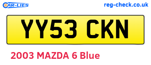 YY53CKN are the vehicle registration plates.