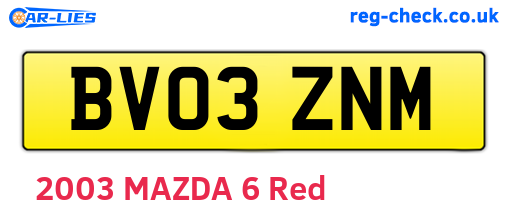 BV03ZNM are the vehicle registration plates.