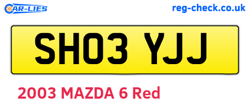 SH03YJJ are the vehicle registration plates.
