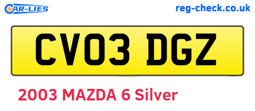 CV03DGZ are the vehicle registration plates.