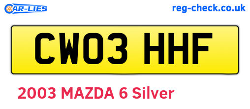 CW03HHF are the vehicle registration plates.
