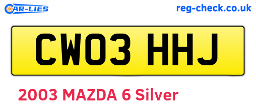CW03HHJ are the vehicle registration plates.