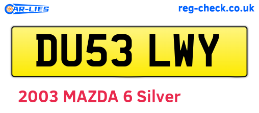 DU53LWY are the vehicle registration plates.
