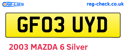 GF03UYD are the vehicle registration plates.