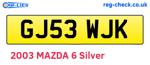 GJ53WJK are the vehicle registration plates.