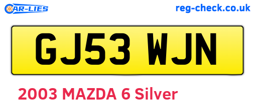 GJ53WJN are the vehicle registration plates.