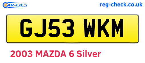 GJ53WKM are the vehicle registration plates.