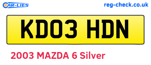 KD03HDN are the vehicle registration plates.
