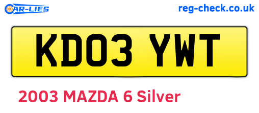 KD03YWT are the vehicle registration plates.