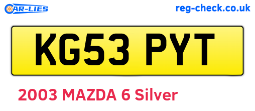 KG53PYT are the vehicle registration plates.