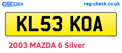KL53KOA are the vehicle registration plates.