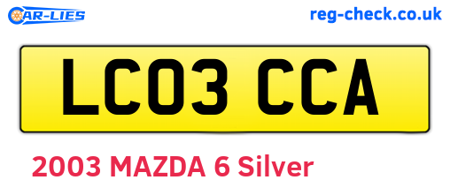 LC03CCA are the vehicle registration plates.