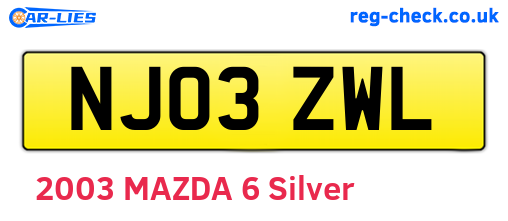 NJ03ZWL are the vehicle registration plates.