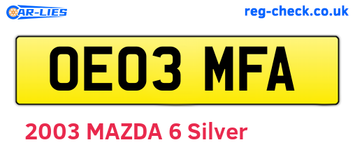 OE03MFA are the vehicle registration plates.