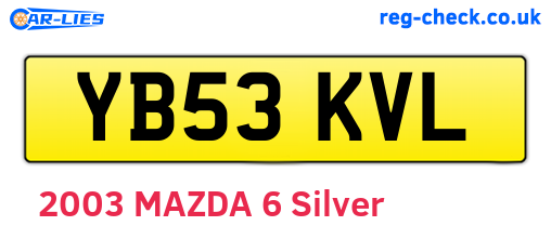 YB53KVL are the vehicle registration plates.